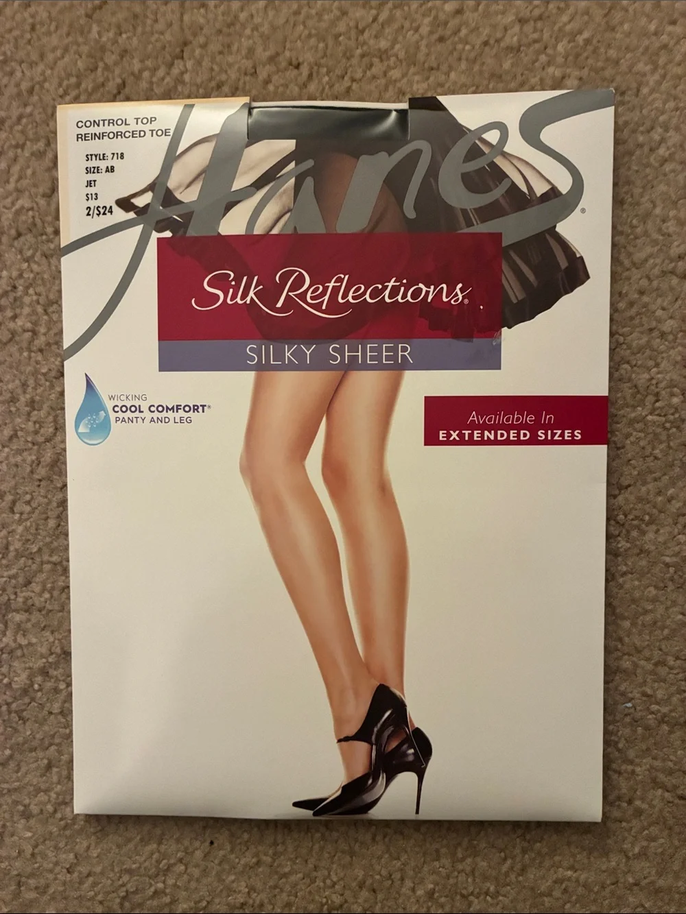 Hanes Silk Reflections Silky Sheer Pantyhose - Jet - Size AB